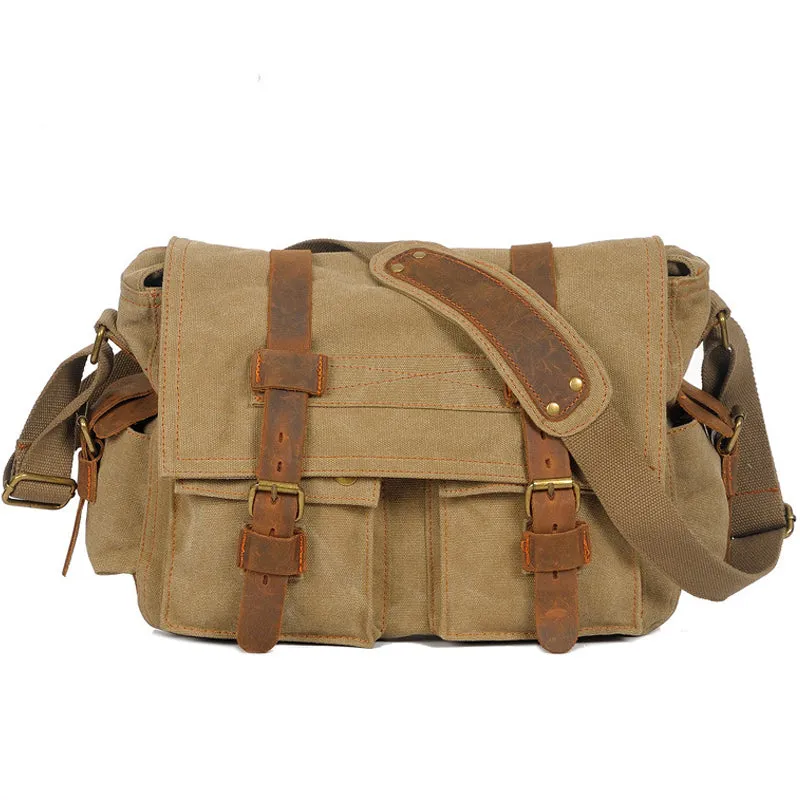 Cross Shoulder Bag Canvas and Leather Satchel