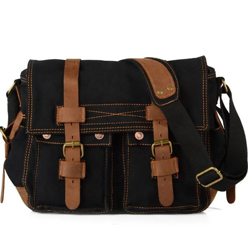 Cross Shoulder Bag Canvas and Leather Satchel