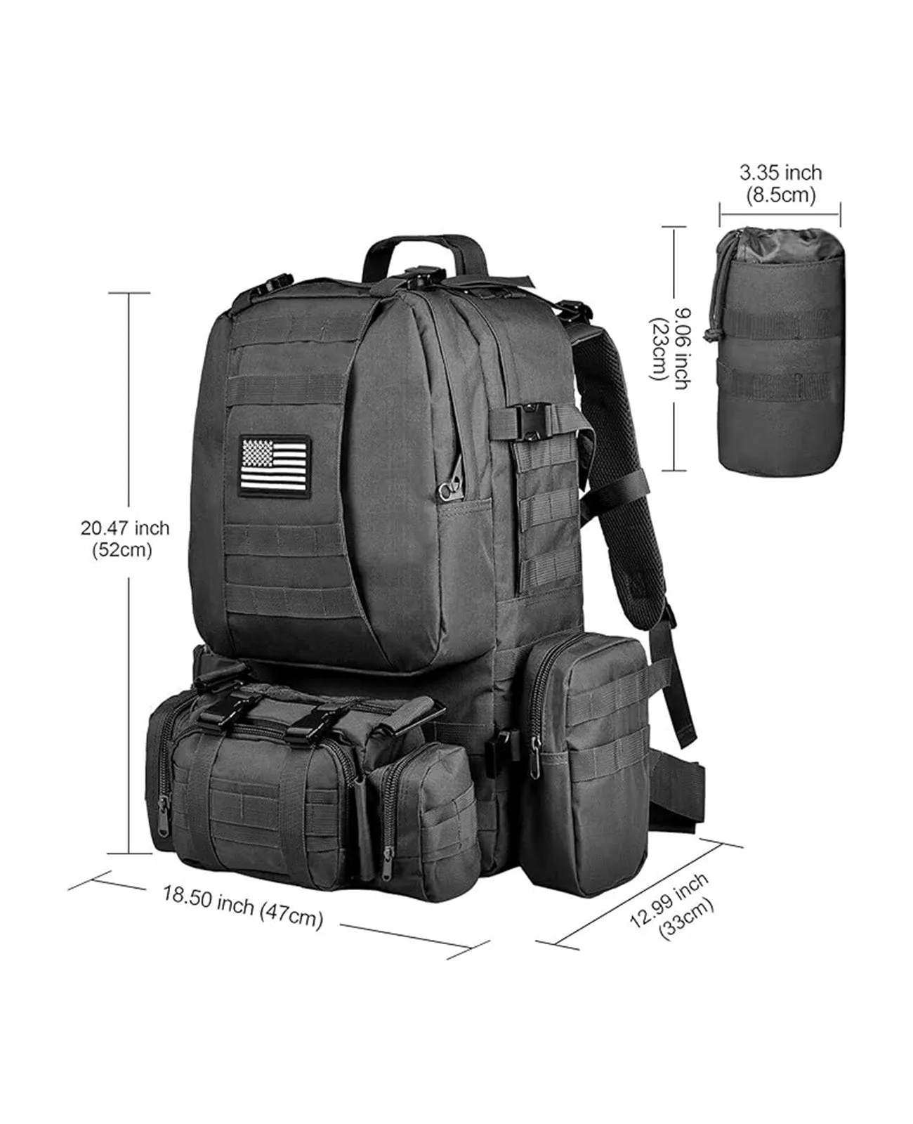 CVLIFE Military Tactical Backpack Molle Bag Army Assault Pack Detachable Rucksack