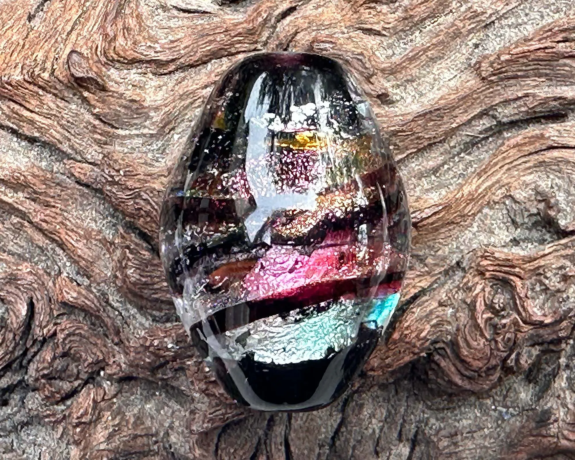 Dazzling Dichroic Swirls Lampwork Focal Bead SRA