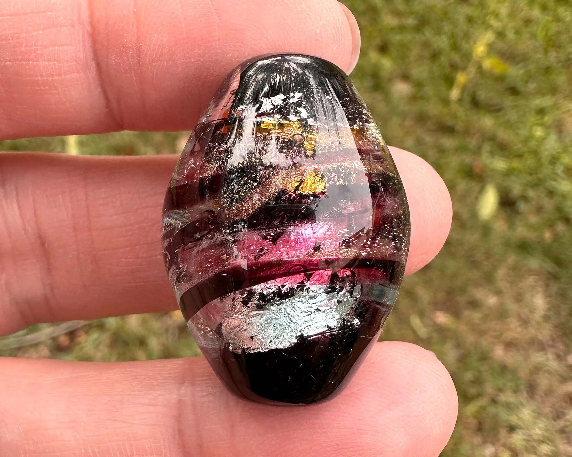 Dazzling Dichroic Swirls Lampwork Focal Bead SRA