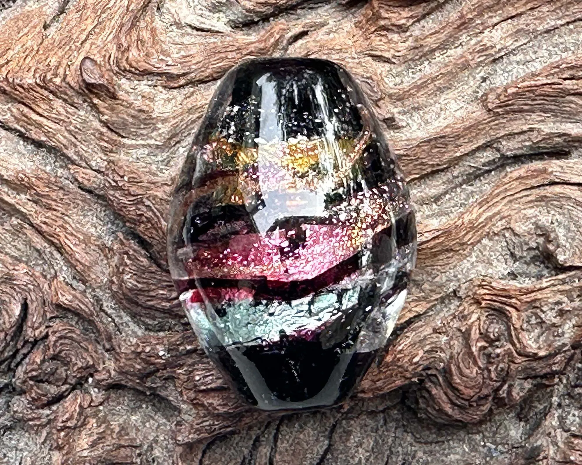 Dazzling Dichroic Swirls Lampwork Focal Bead SRA