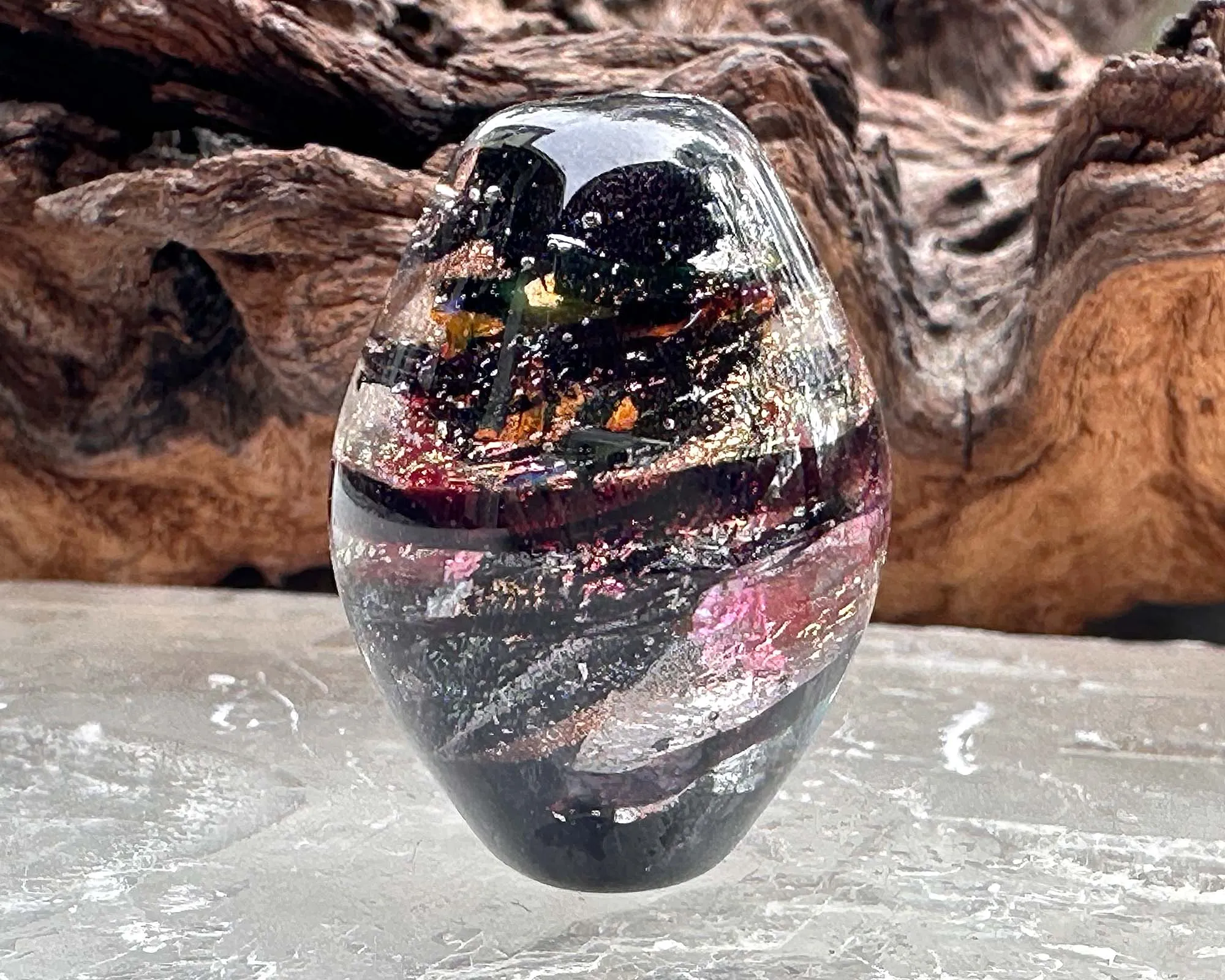 Dazzling Dichroic Swirls Lampwork Focal Bead SRA