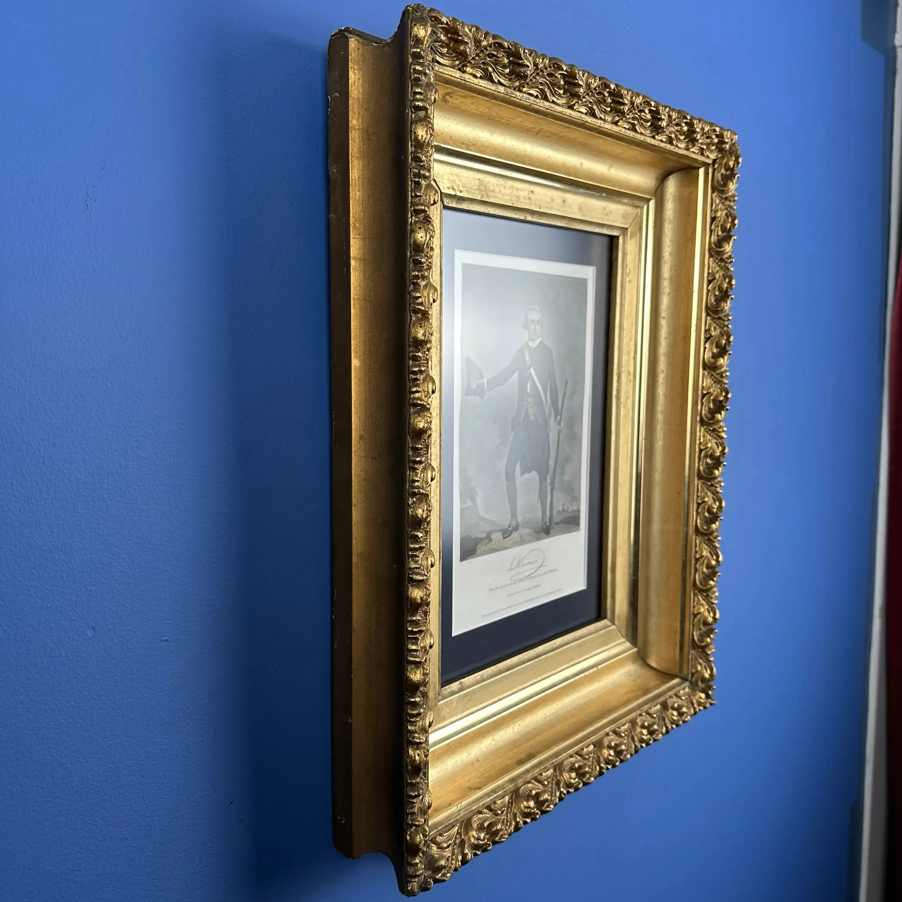 Dr. Joseph Warren — Hand-colored engraving in an ornate gold frame
