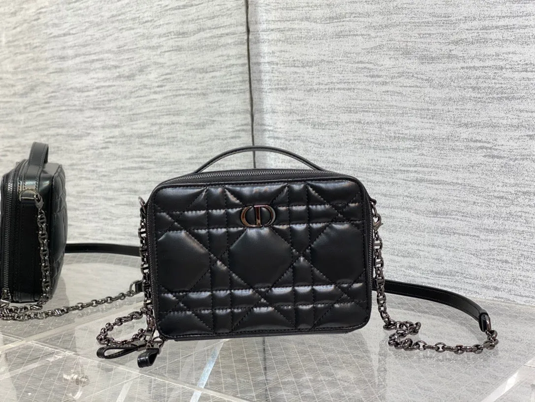 DR245 Caro Box Bag with Chain / HIGHEST QUALITY VERSION / 7 x 5 x 2 inches