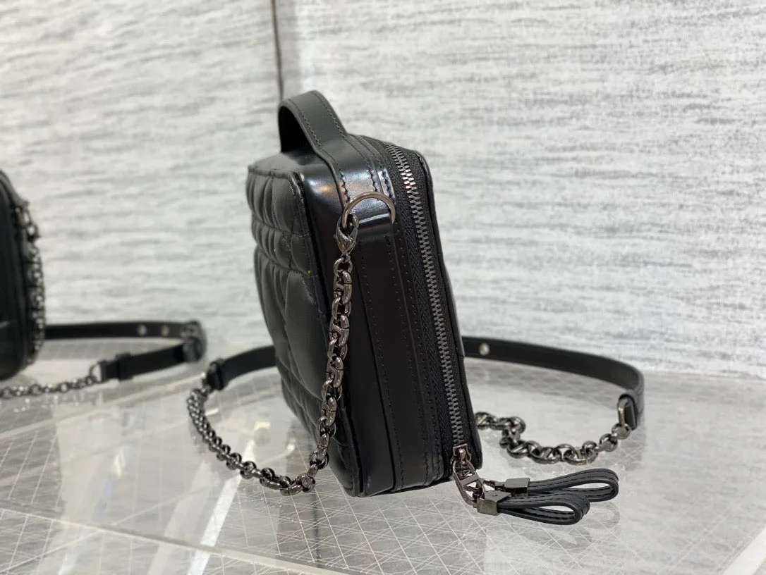 DR245 Caro Box Bag with Chain / HIGHEST QUALITY VERSION / 7 x 5 x 2 inches
