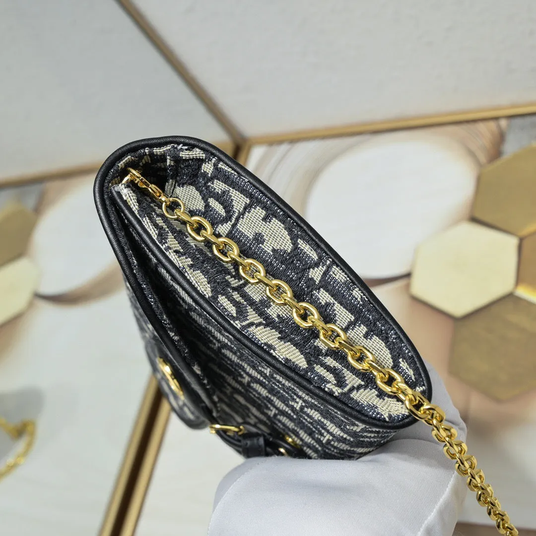 DR288 Dior Bobby East-West Pouch with Chain / 8.5 x 4.5 x 1.5 inches