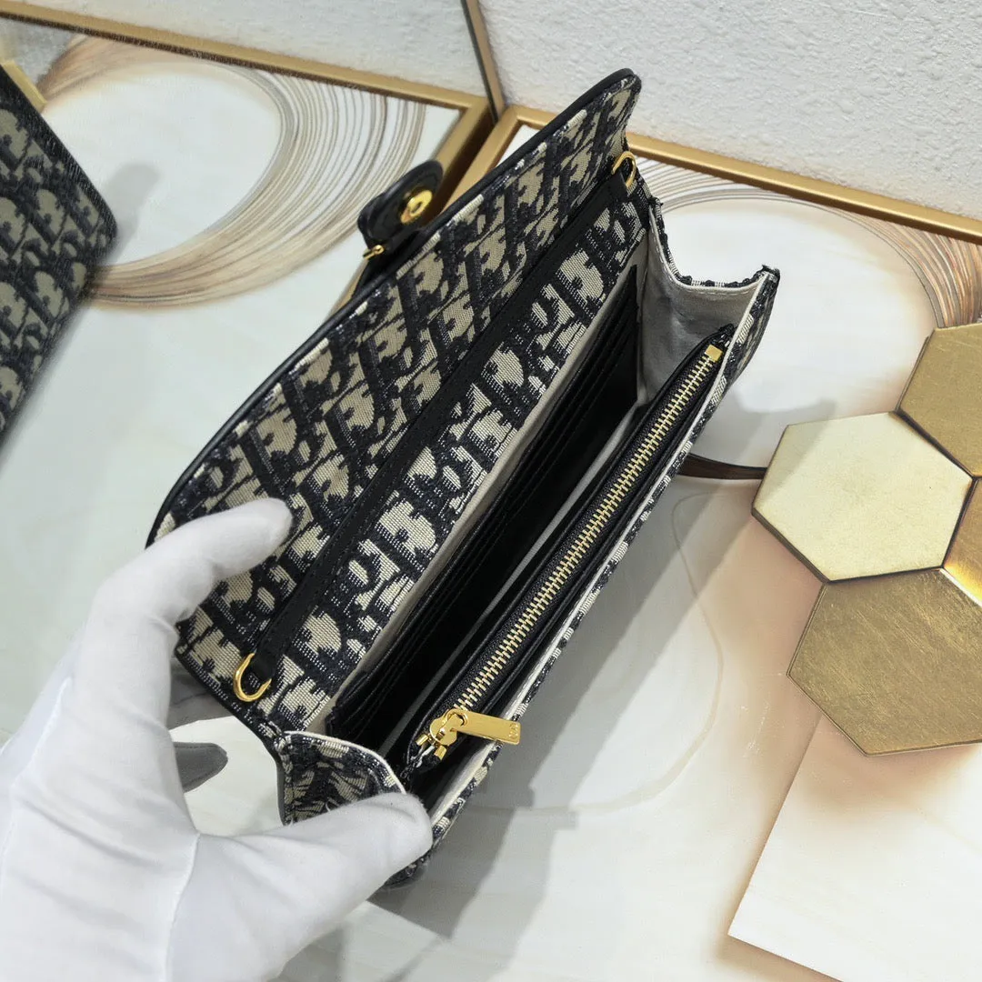 DR288 Dior Bobby East-West Pouch with Chain / 8.5 x 4.5 x 1.5 inches