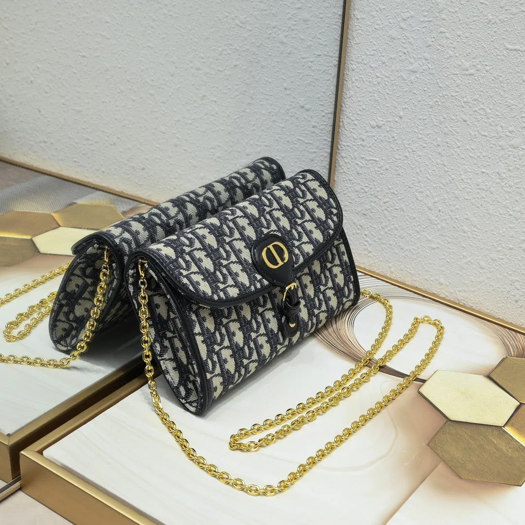 DR288 Dior Bobby East-West Pouch with Chain / 8.5 x 4.5 x 1.5 inches