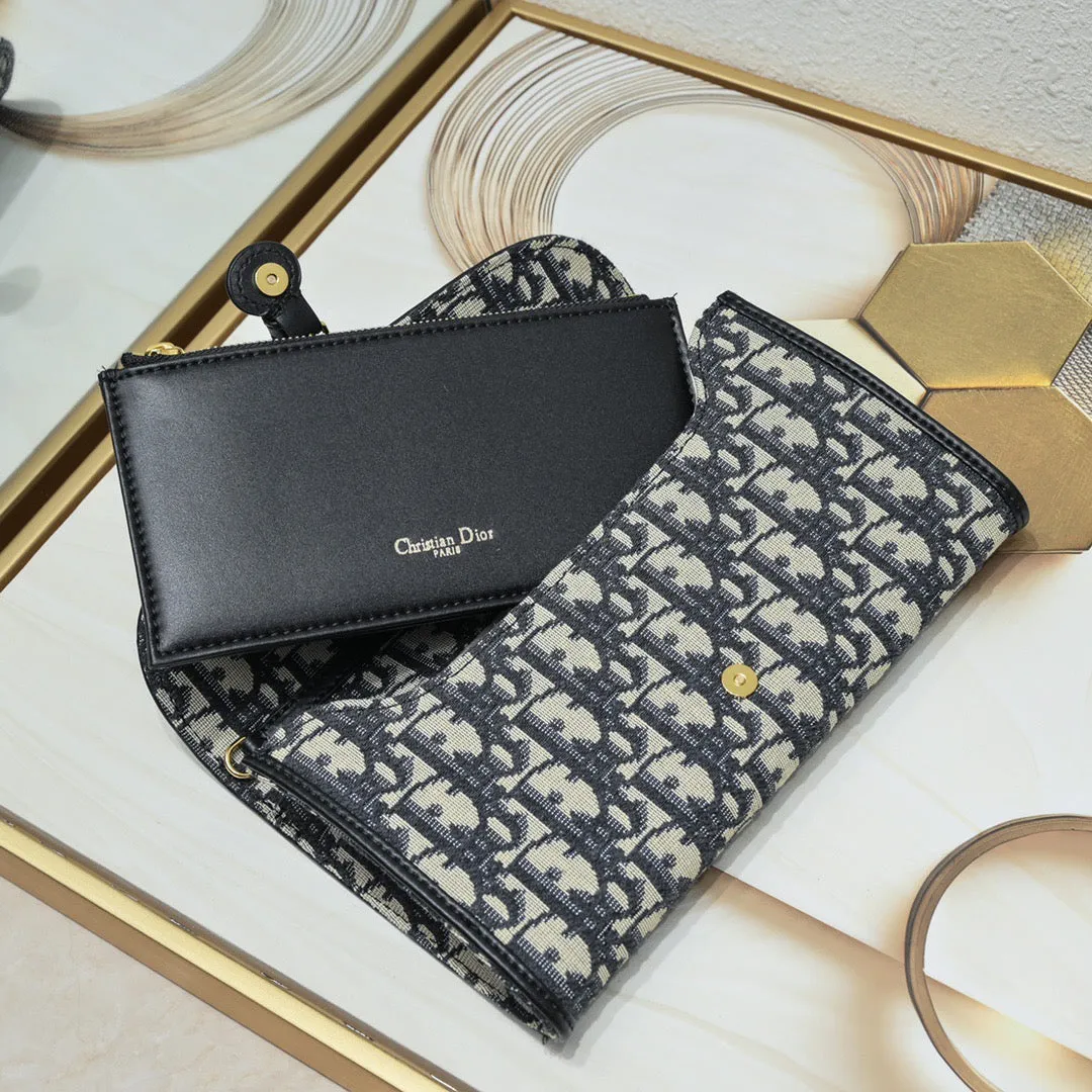 DR288 Dior Bobby East-West Pouch with Chain / 8.5 x 4.5 x 1.5 inches