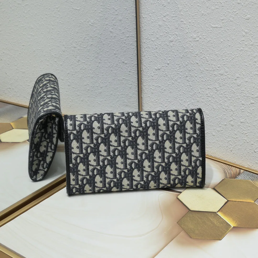 DR288 Dior Bobby East-West Pouch with Chain / 8.5 x 4.5 x 1.5 inches