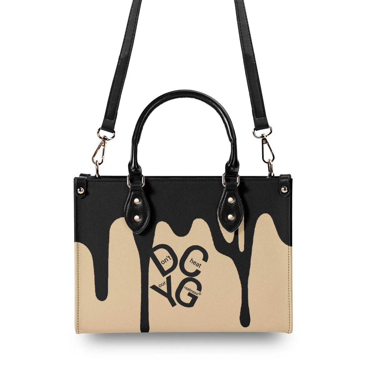 DRIP Black & Tan Multiple Sizes Upgraded Luxury Women PU Leather Handbag