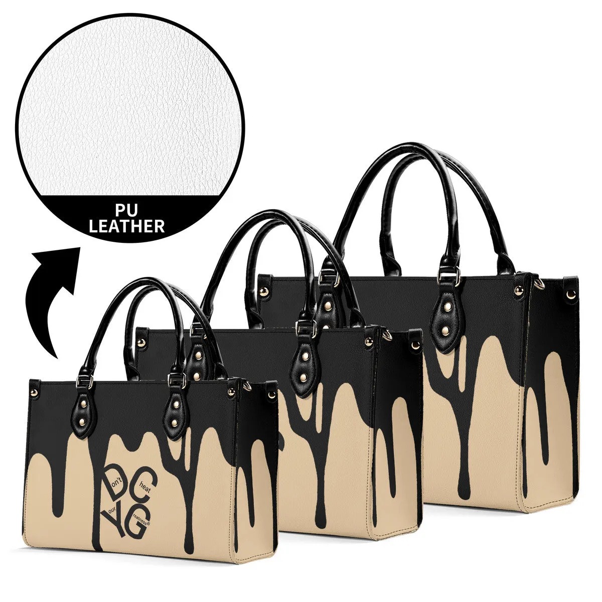DRIP Black & Tan Multiple Sizes Upgraded Luxury Women PU Leather Handbag