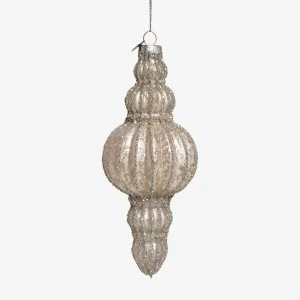 Drop Glass Bauble Sets (Long White)
