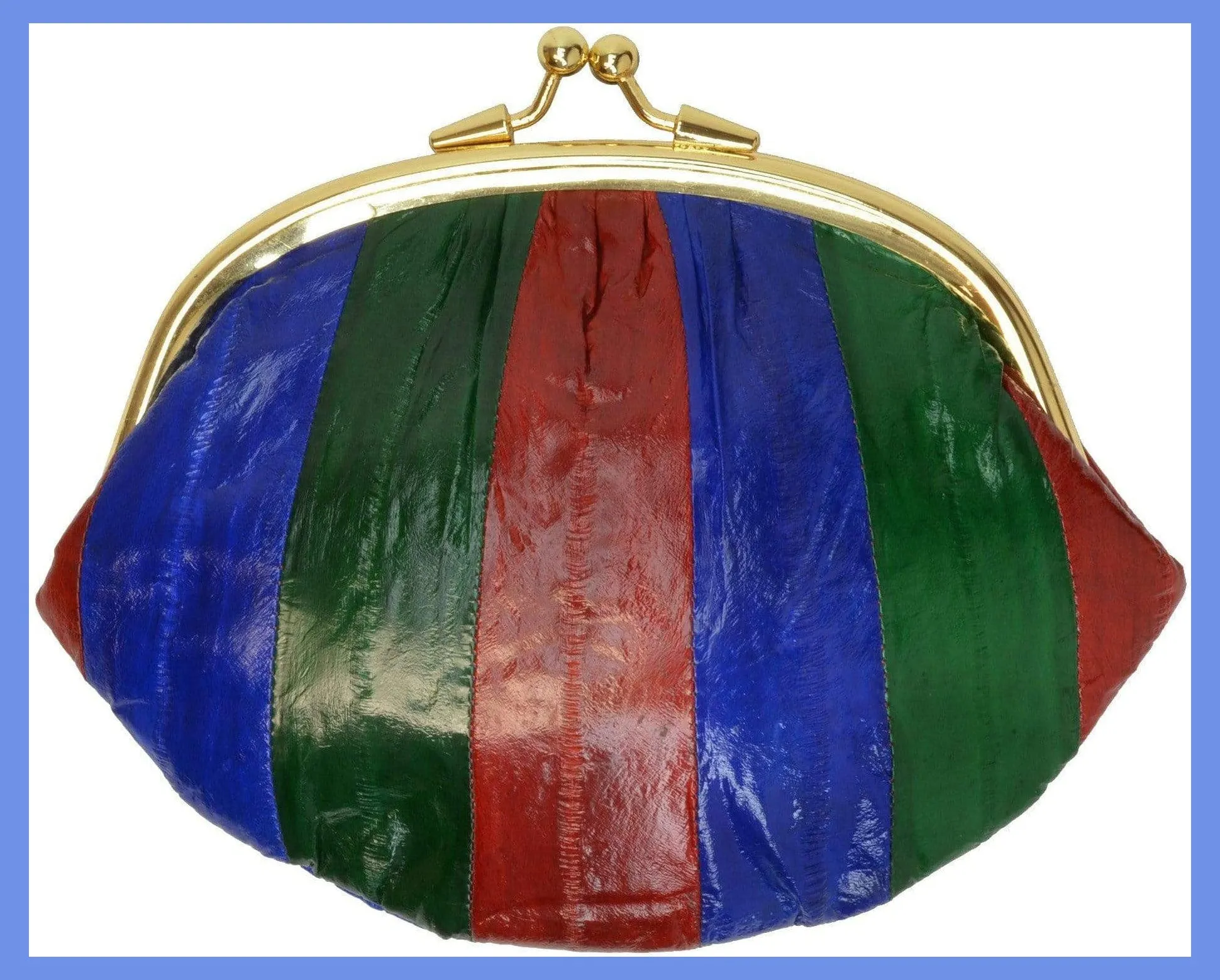 Eel Skin Large Double Coin Purse Change Wallet E 10 BIG