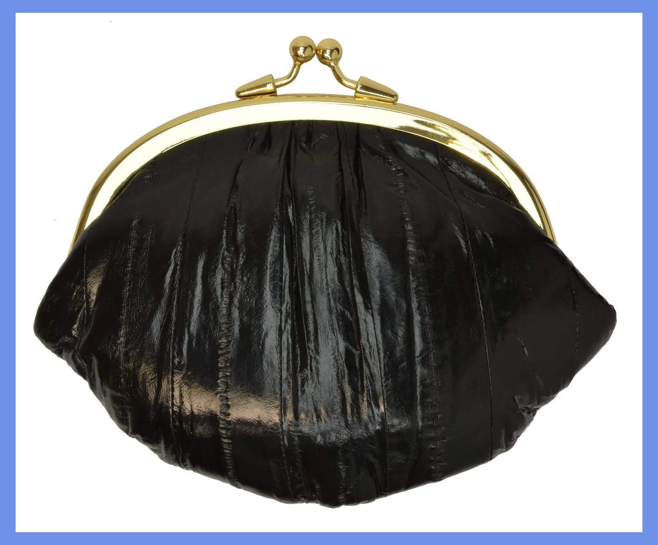 Eel Skin Large Double Coin Purse Change Wallet E 10 BIG