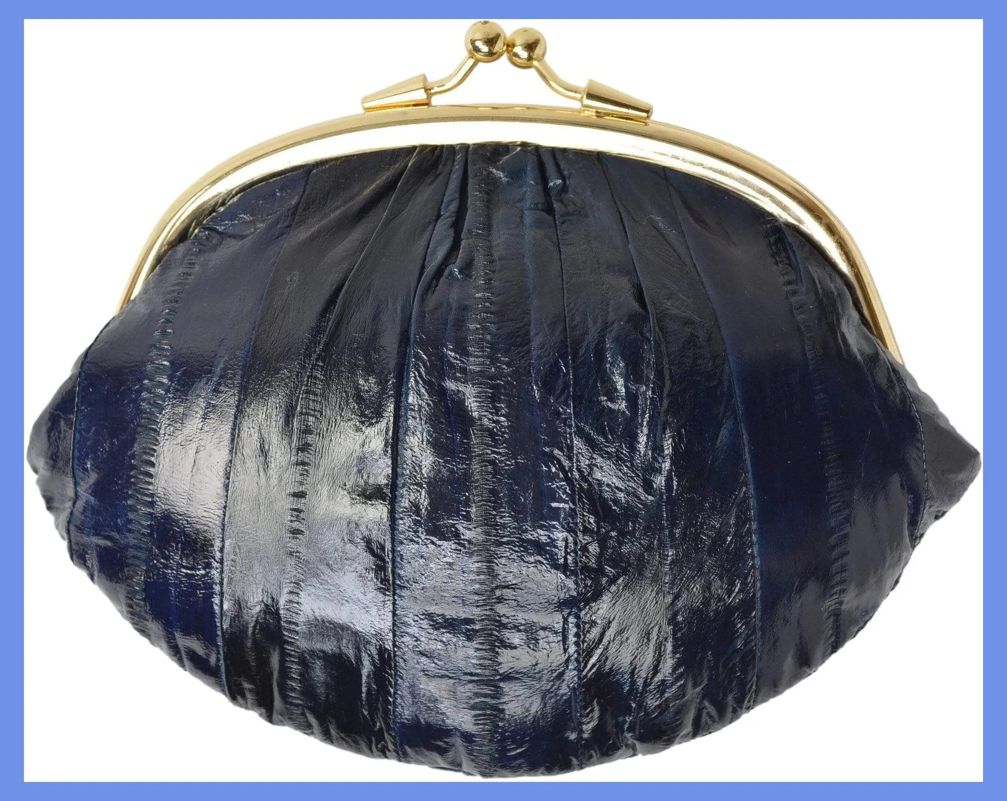 Eel Skin Large Double Coin Purse Change Wallet E 10 BIG