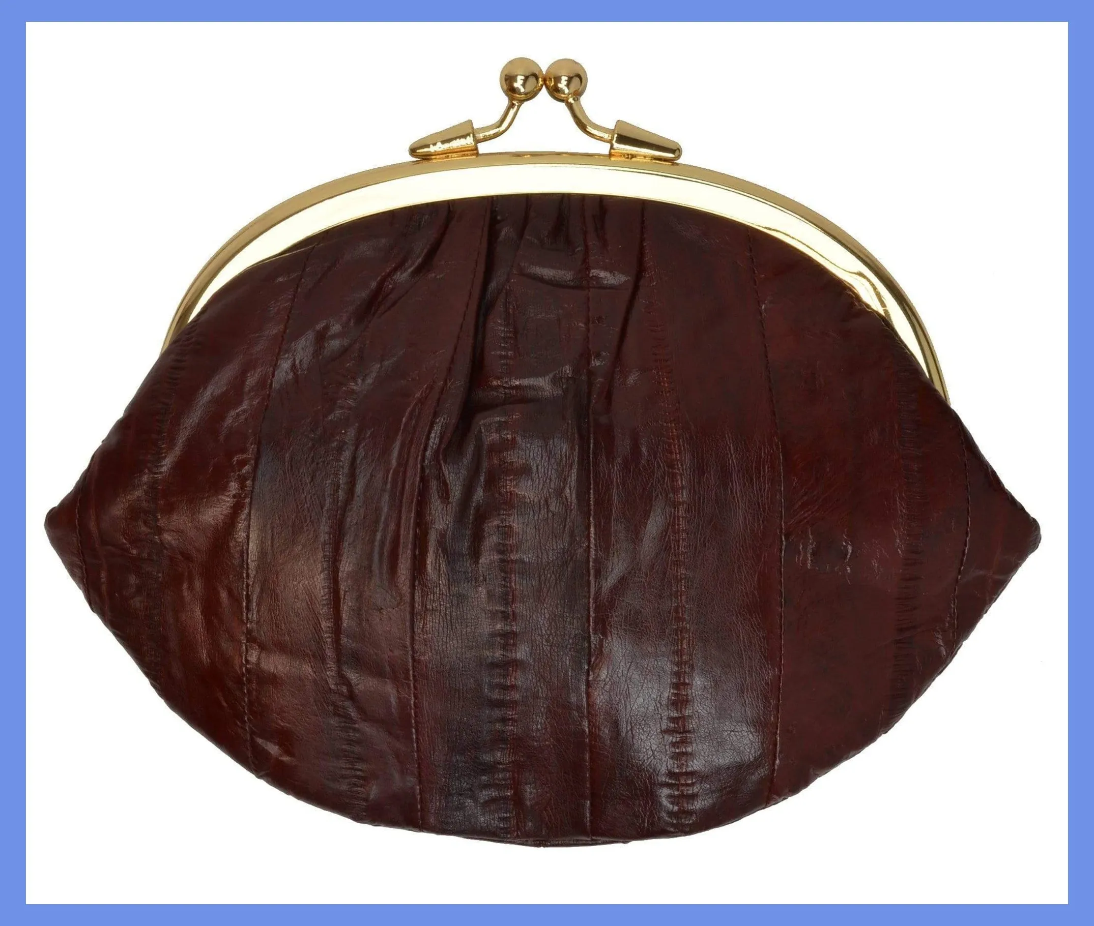 Eel Skin Large Double Coin Purse Change Wallet E 10 BIG