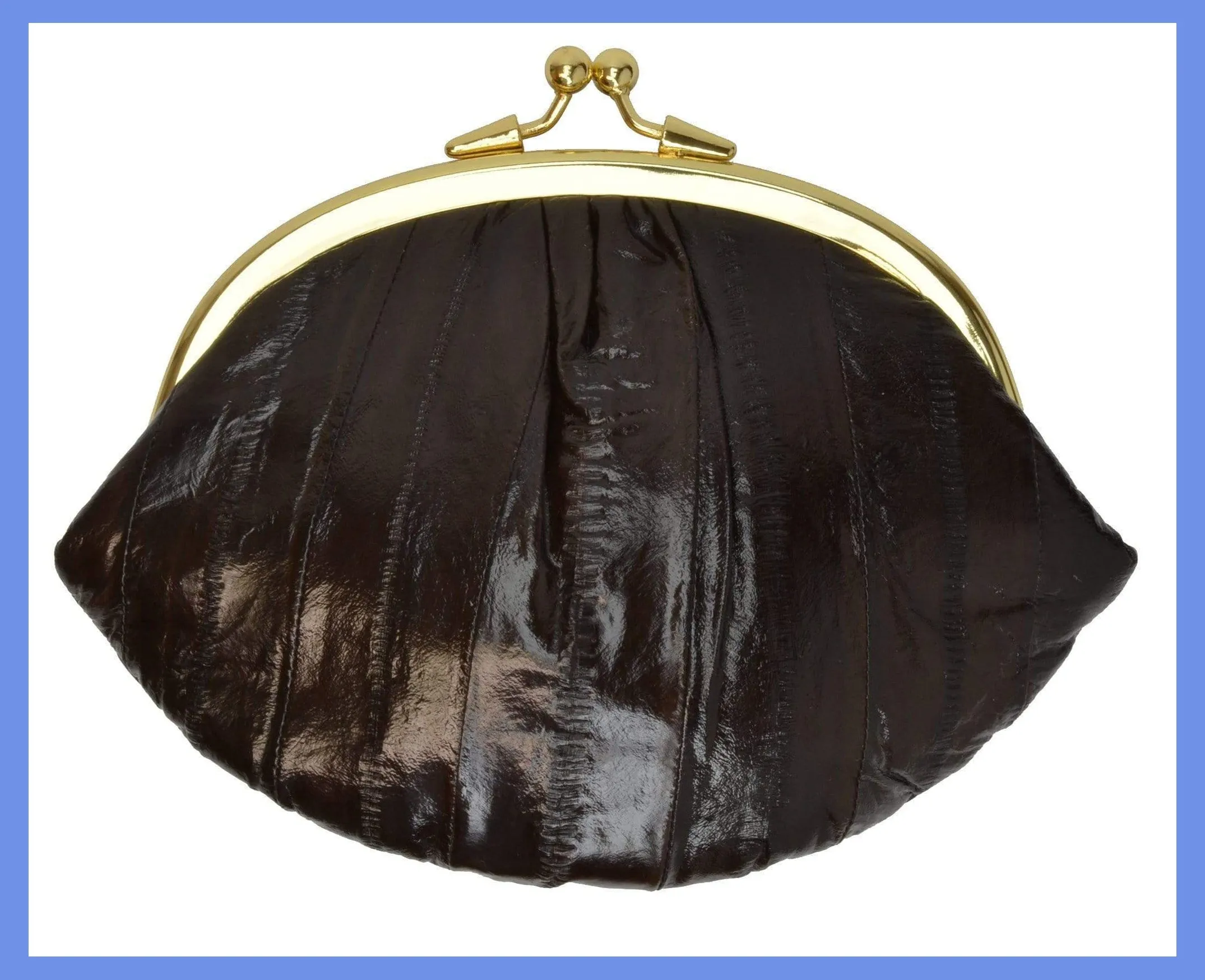 Eel Skin Large Double Coin Purse Change Wallet E 10 BIG