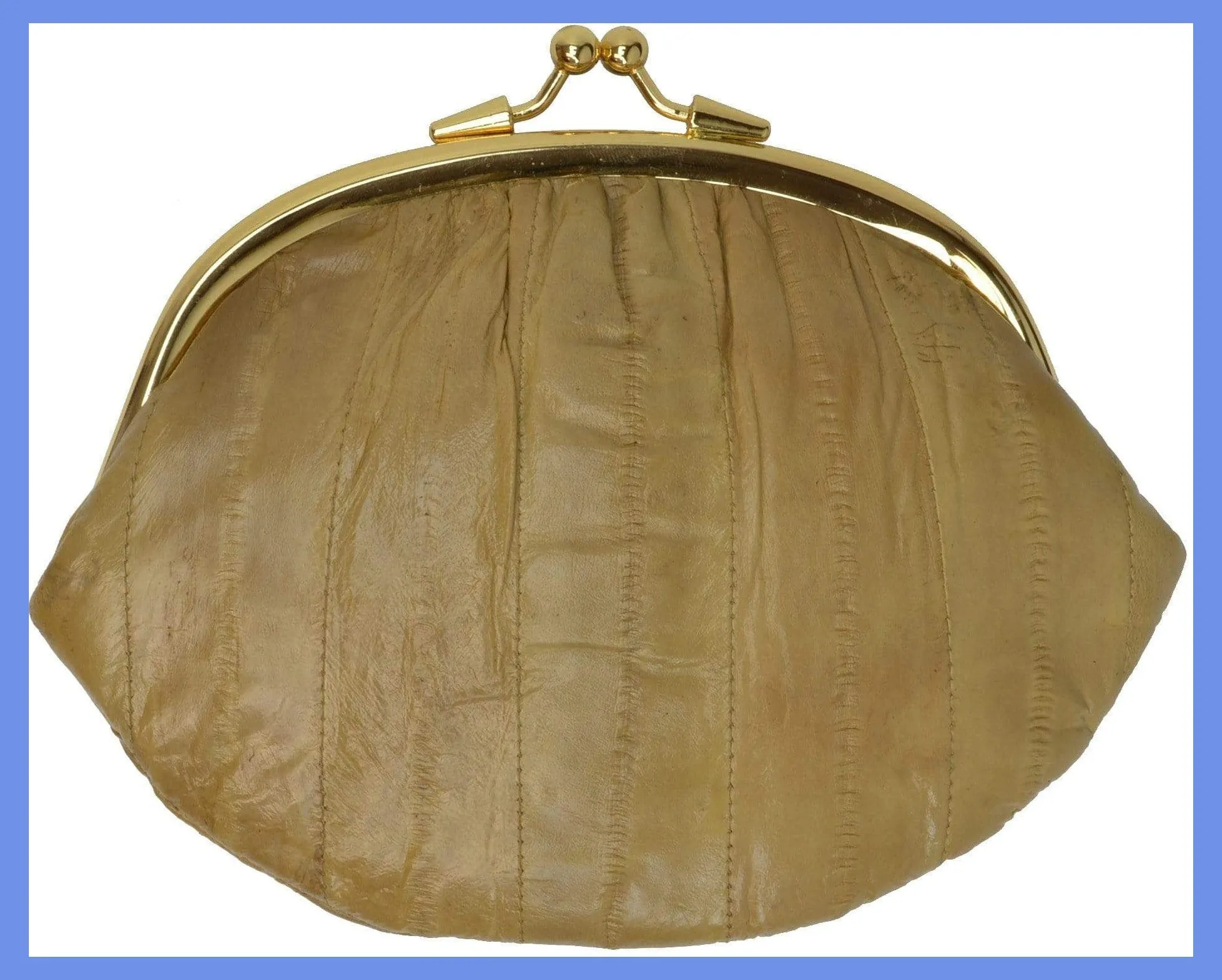 Eel Skin Large Double Coin Purse Change Wallet E 10 BIG