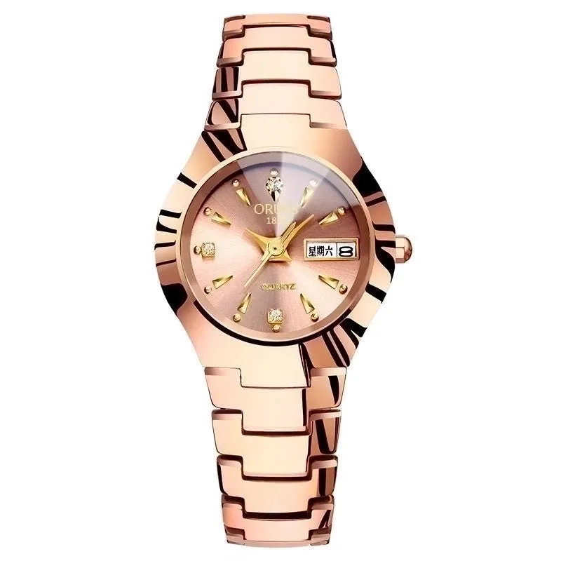 Elegant Solid Color Single Folding Buckle Quartz Women's Watches