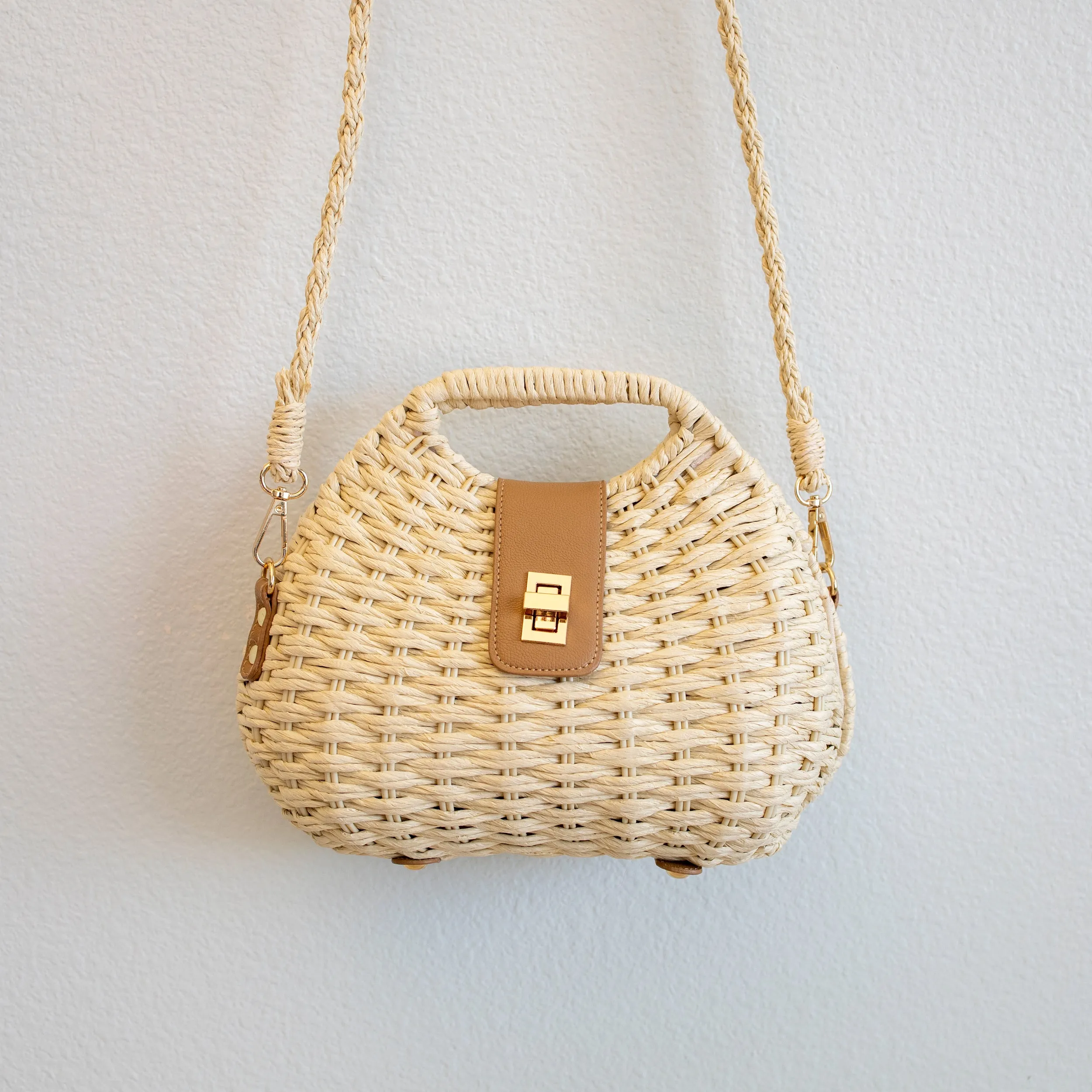 Elena Handbags Straw Shell Shape Crossbody Bag
