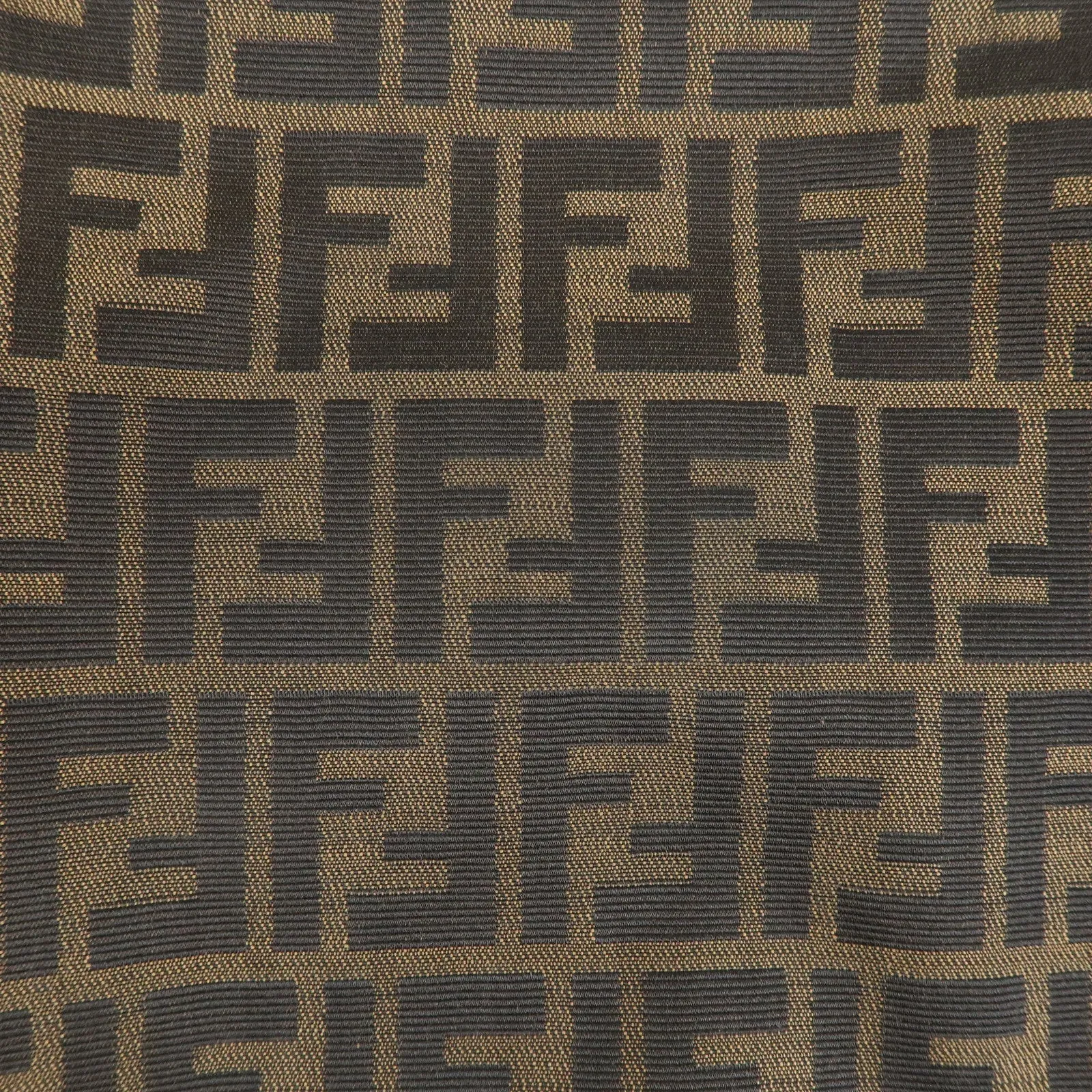 FENDI Zucca Canvas Leather Shoulder Bag Brown Black