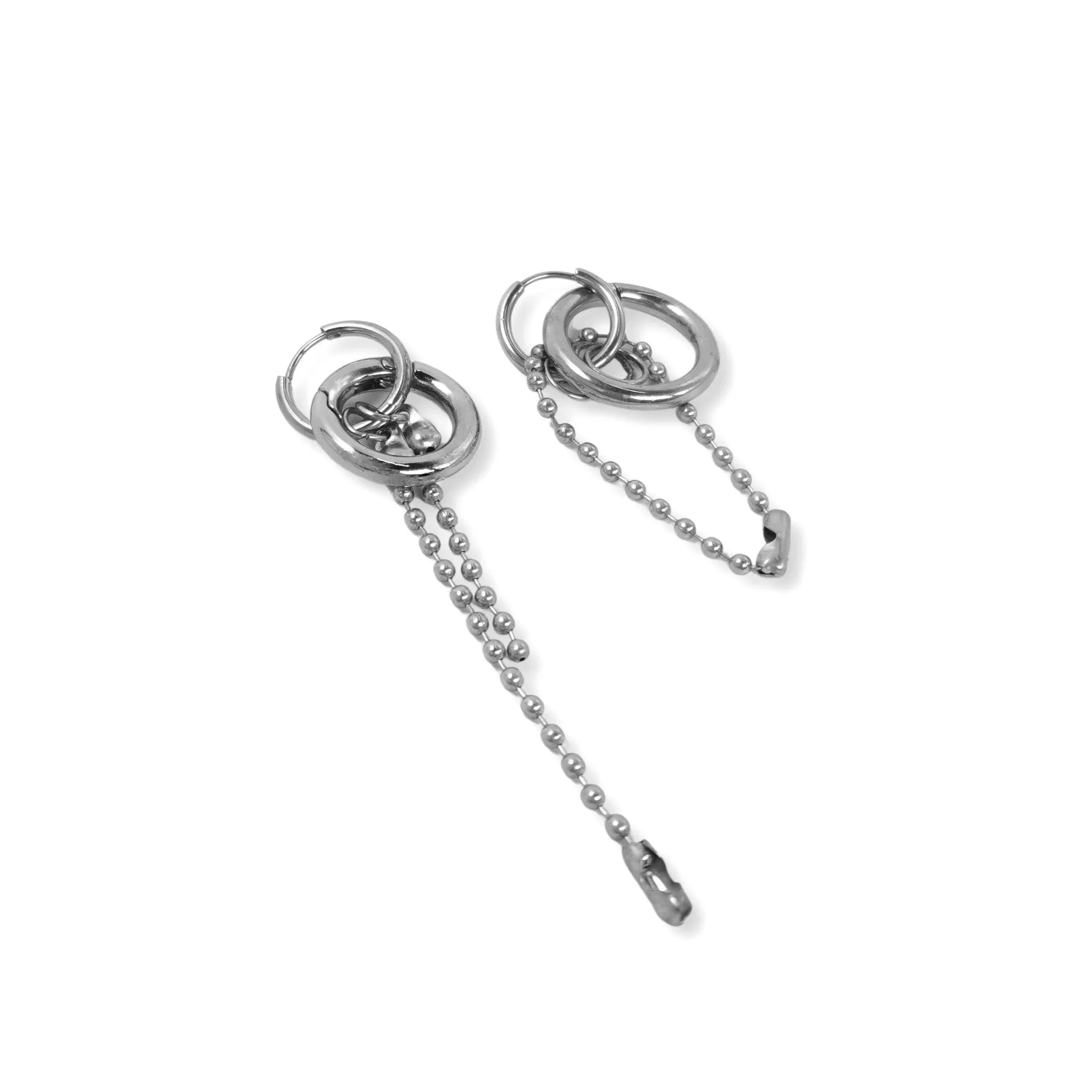 Fervooor Asymmetric waterproof oring and chains earrings