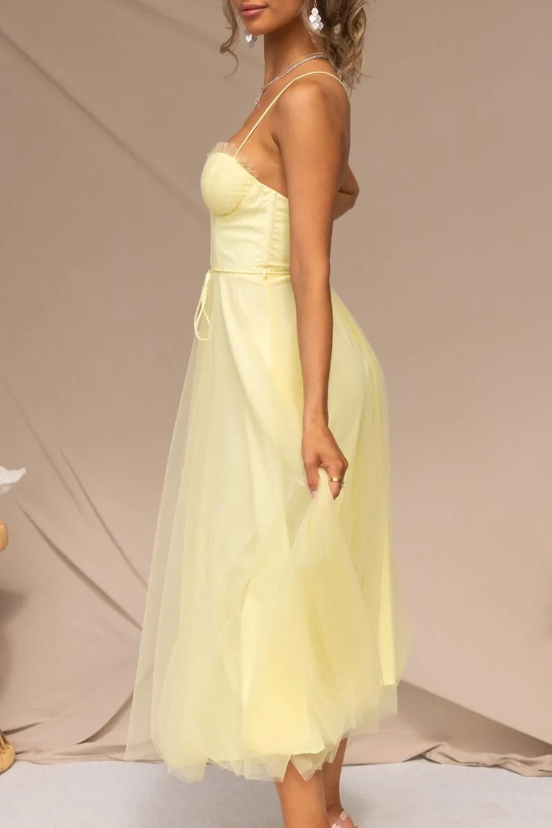 Flytonn- Sweet Elegant Solid Solid Color V Neck Princess Dresses
