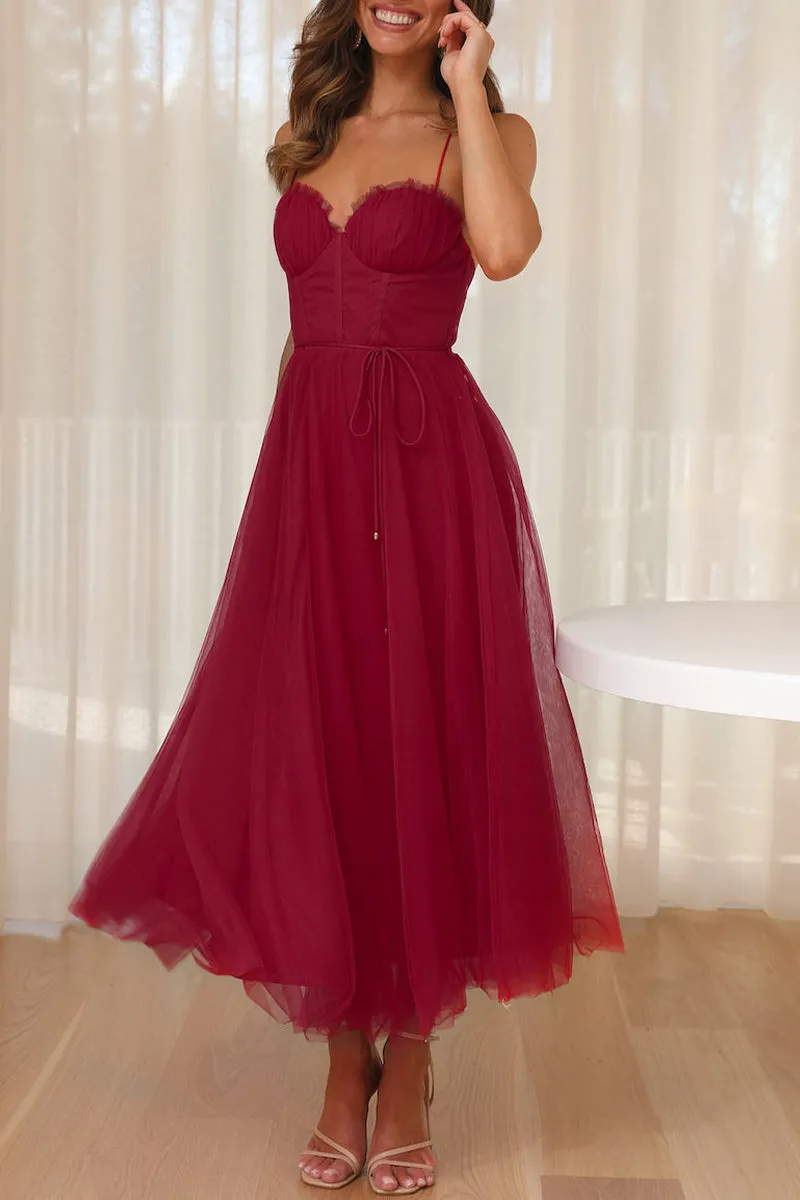 Flytonn- Sweet Elegant Solid Solid Color V Neck Princess Dresses