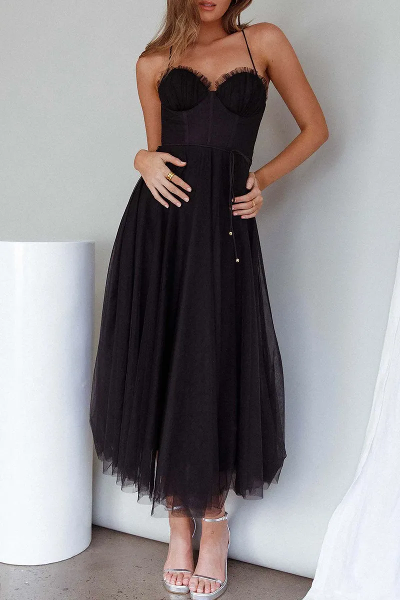 Flytonn- Sweet Elegant Solid Solid Color V Neck Princess Dresses