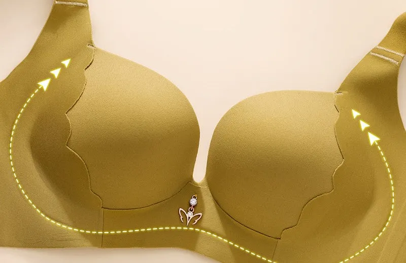 Gathered anti-outward expansion underwear seamless underwear for women with large breasts to show small breasts, gathered thin style, side breasts to prevent sagging