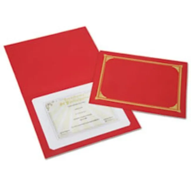 GOLD FOIL DOCUMENT COVER, 12 1-2 X 9 3-4, RED, 6 CT-SET, (5 SETS PER PACK)