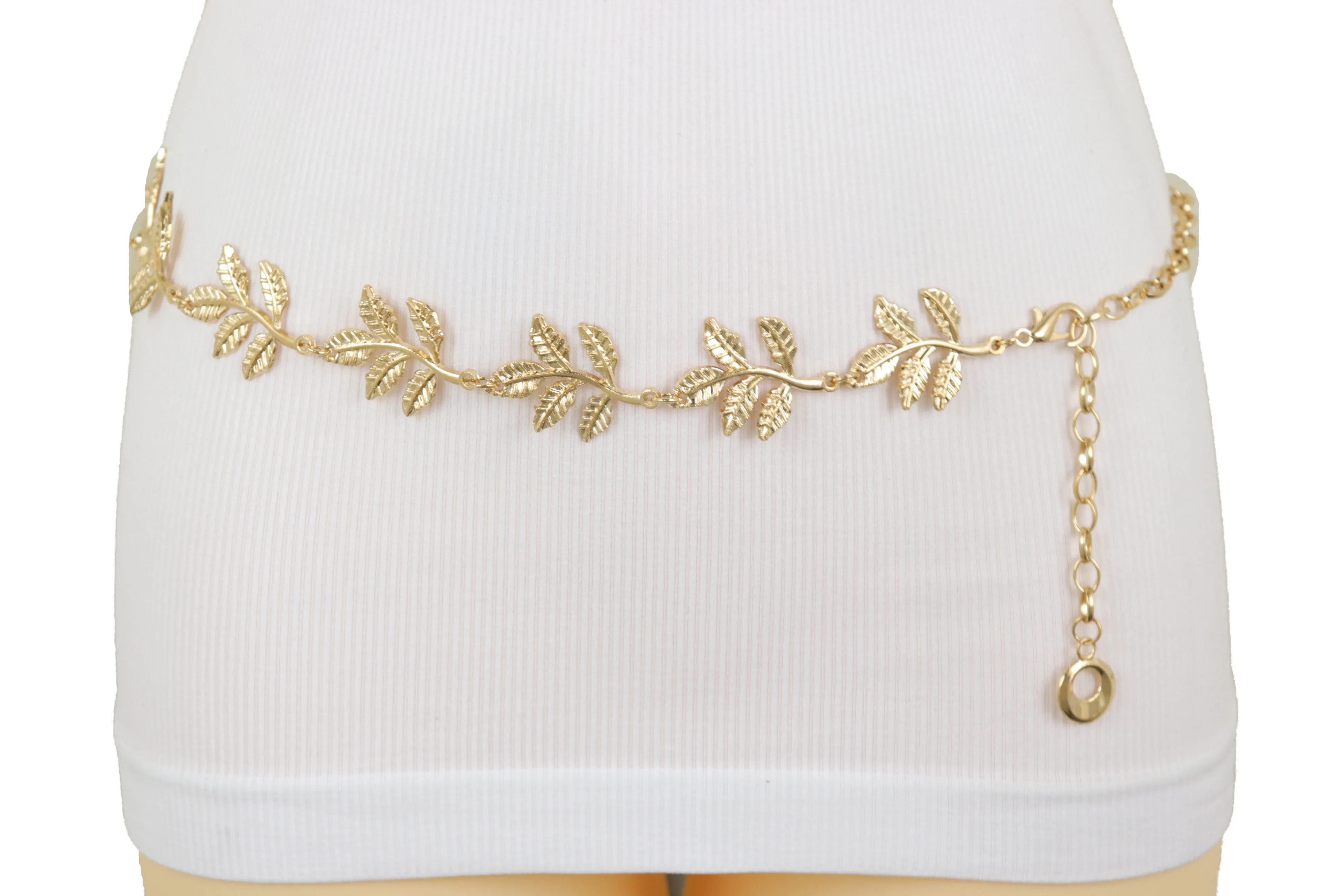 Greek Style Filigree Leaf Metal Chain Belt