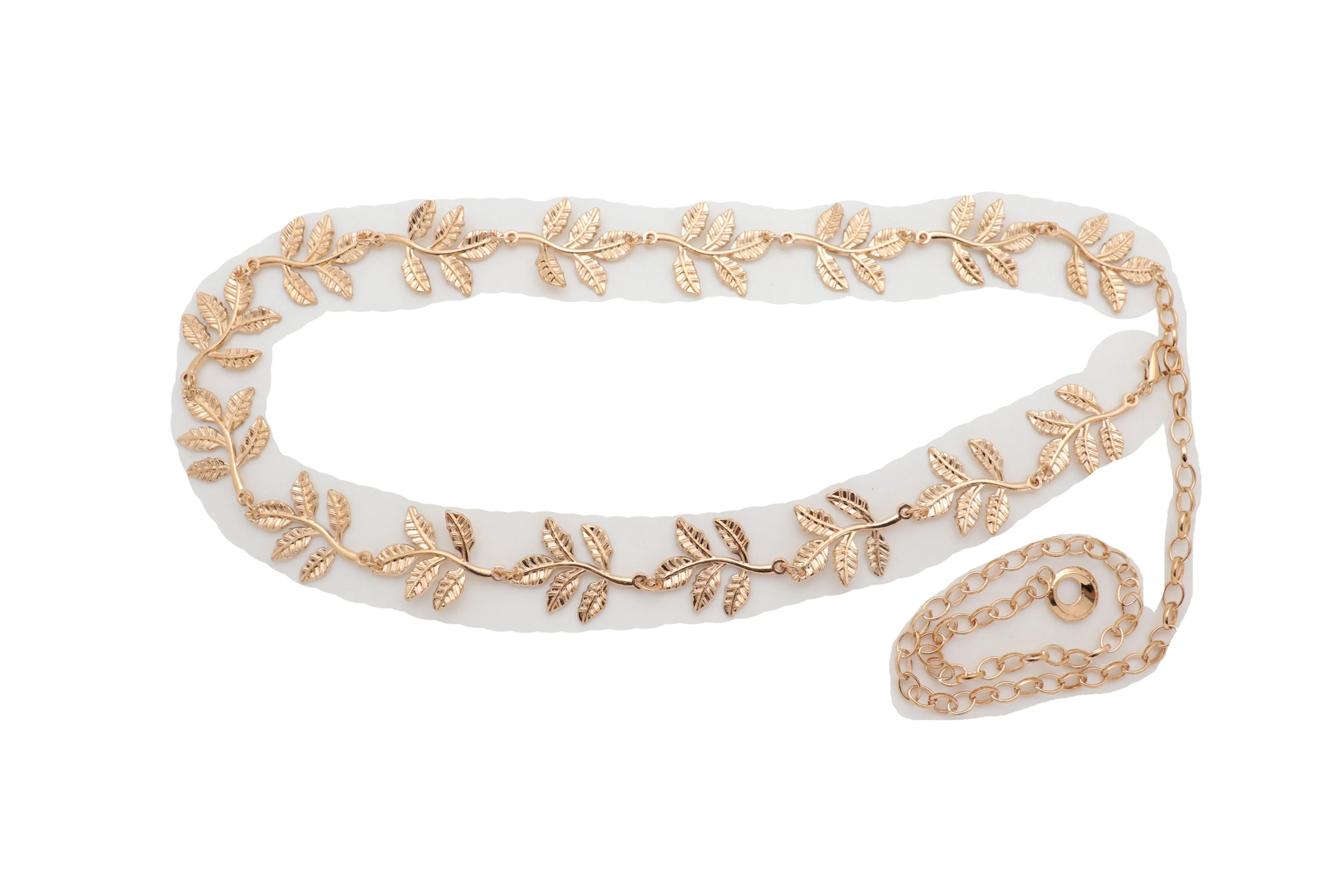 Greek Style Filigree Leaf Metal Chain Belt