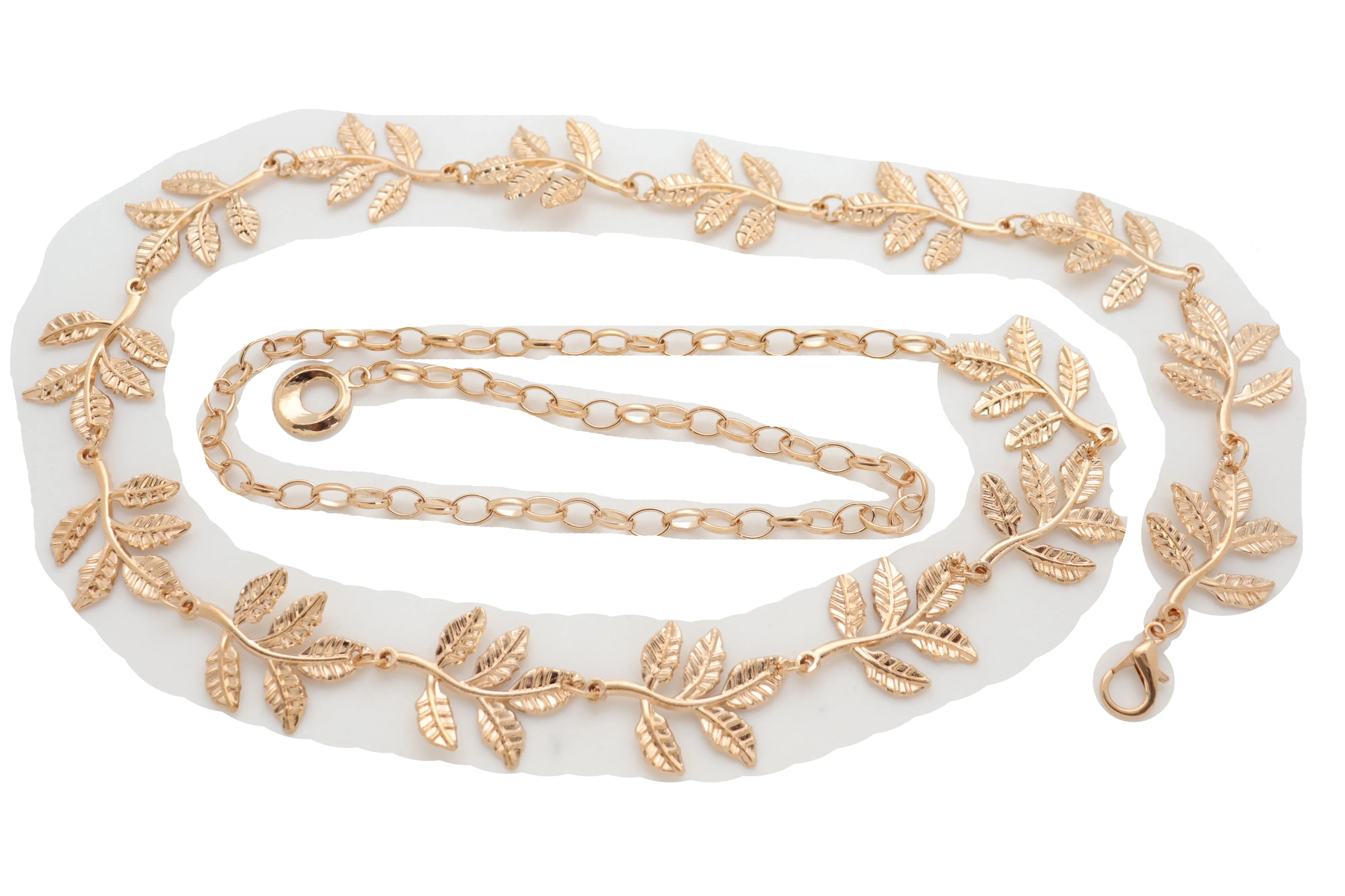 Greek Style Filigree Leaf Metal Chain Belt