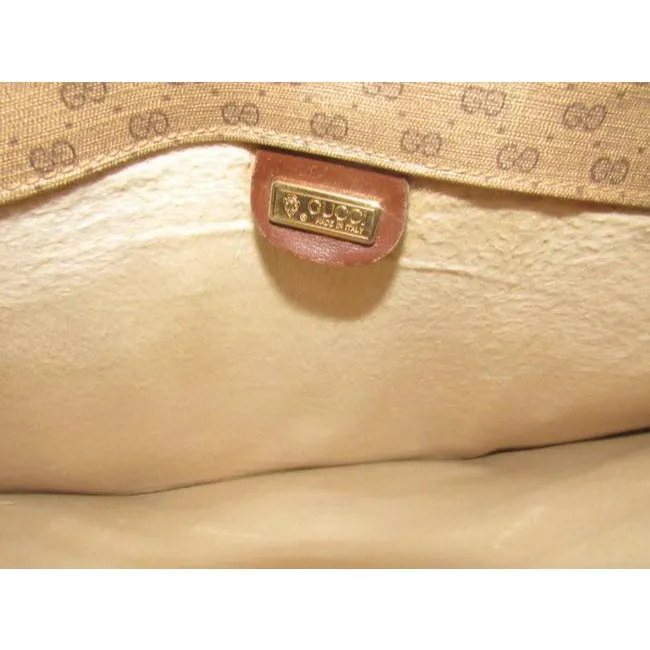 Gucci ,1970's - 1980's, Brown Leather Micro Guccissima Print Coated Canvas & Leather, Vintage XL Envelope Clutch