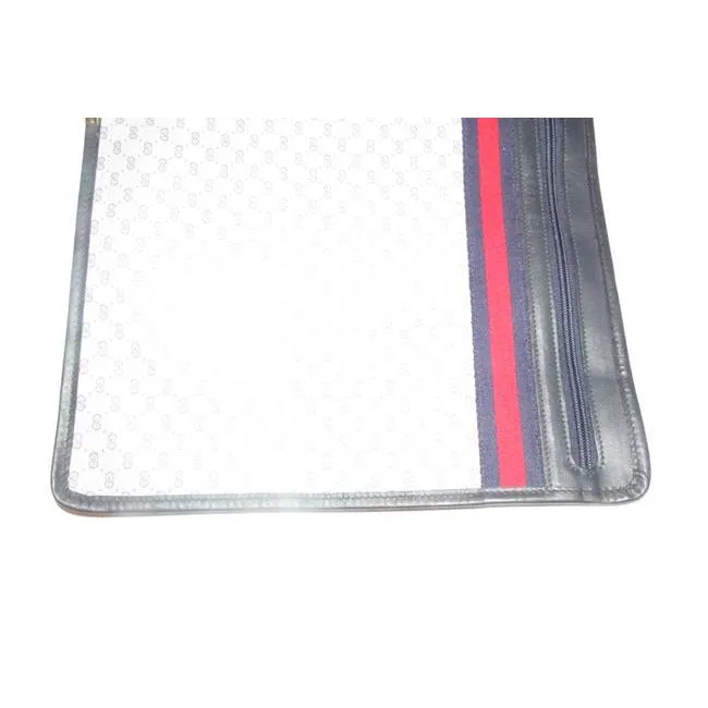 Gucci Early Xl Web Supreme Portfolio Purse Navy Blue Small G Logo Print Coated Canvas And Navy