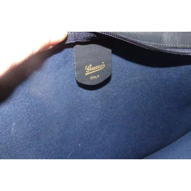 Gucci Early Xl Web Supreme Portfolio Purse Navy Blue Small G Logo Print Coated Canvas And Navy