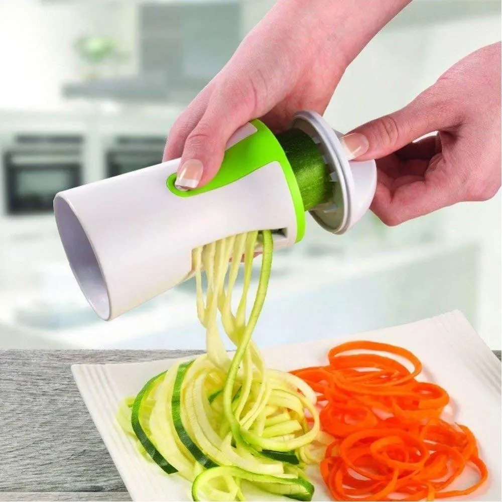 Hand held Stainless Steel Portable Spiraliser Vegetable Slicer Peeler