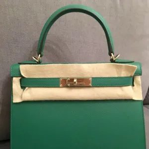 Hermès Kelly HSS 28 Vert Vertigo/Bleu Paon Sellier Epsom Rose Gold Hardware RGHW