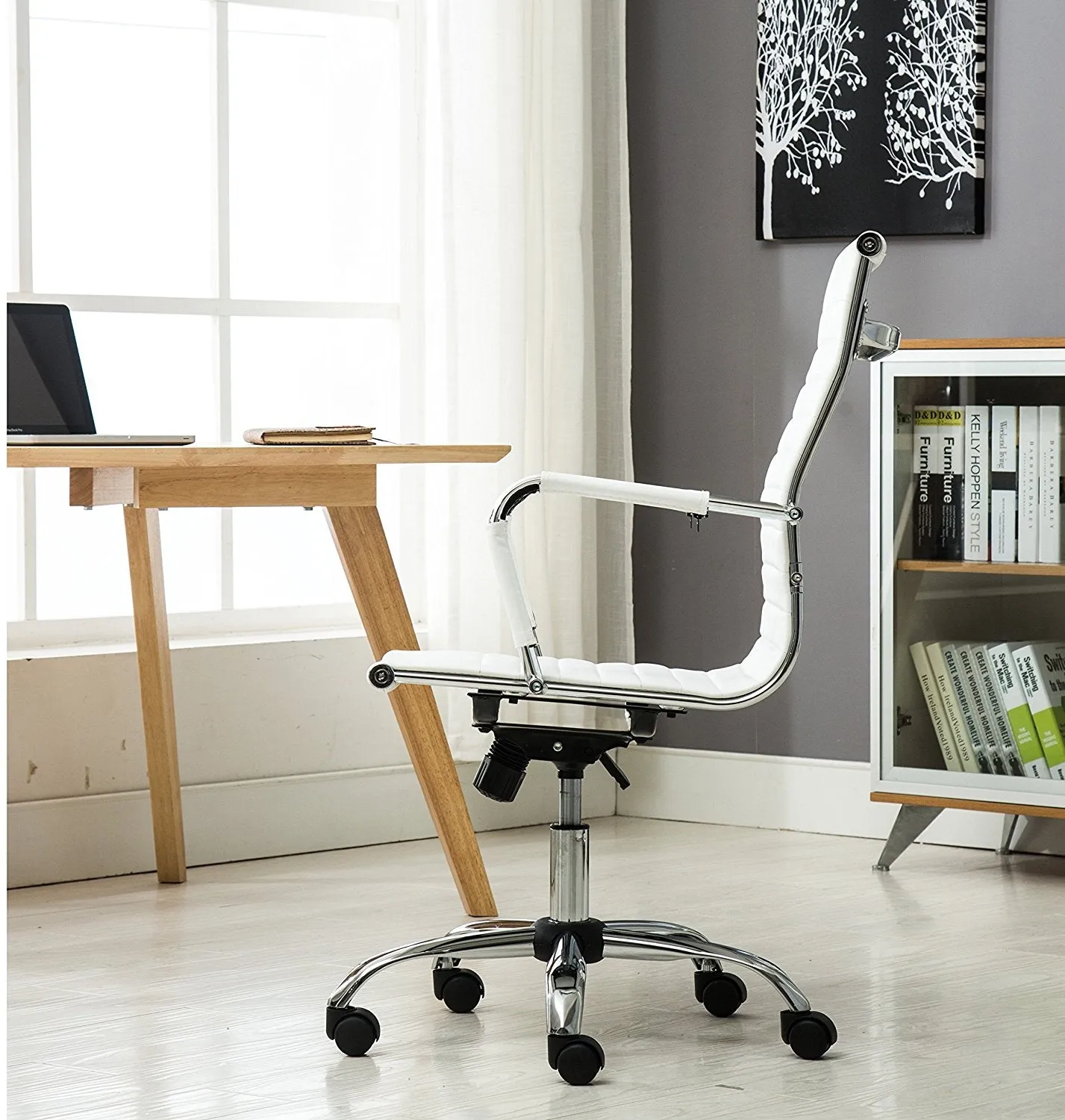 High Back Swivel Adjustable Office Executive Chair, Swivel, White