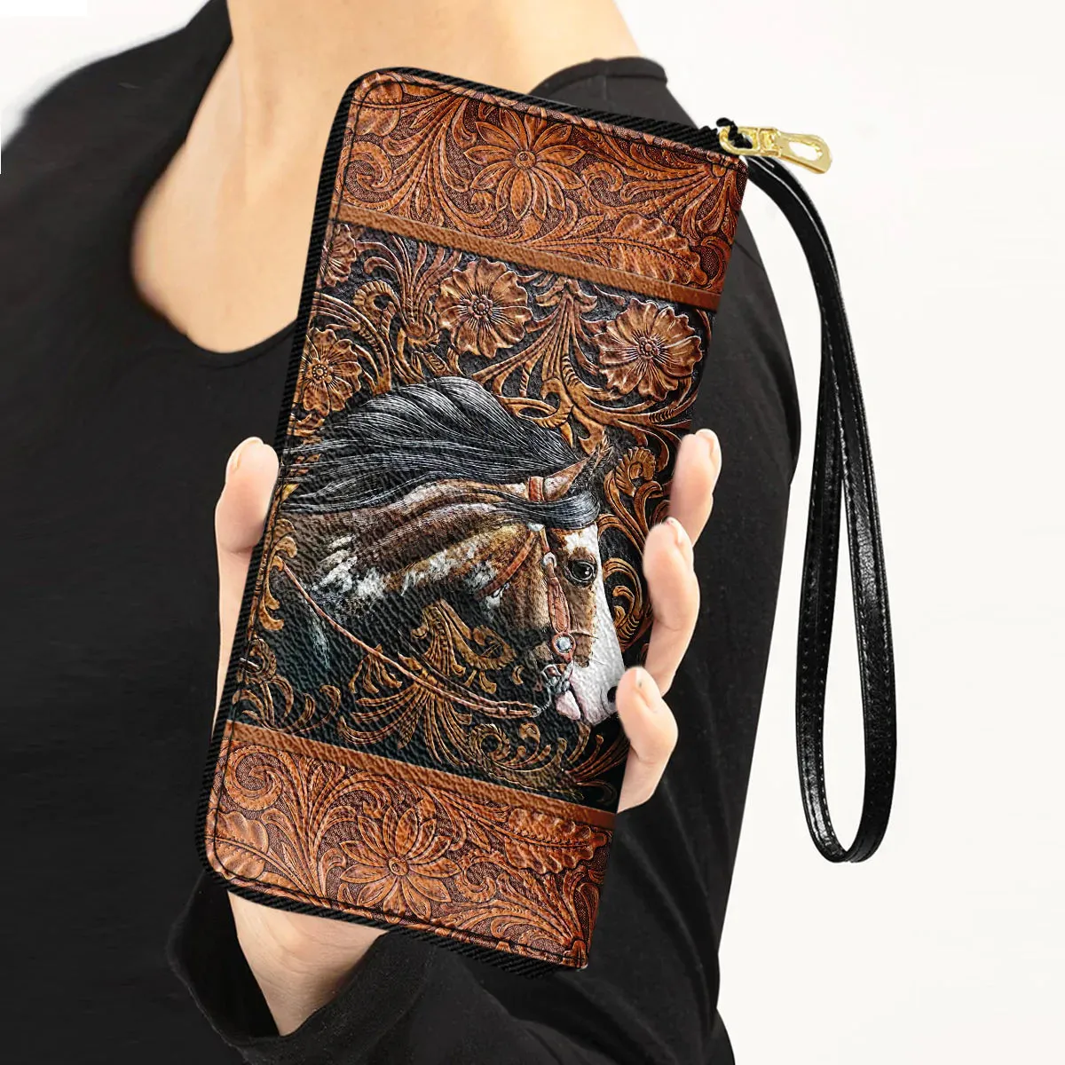 Horse Zip Around Leather Wallet