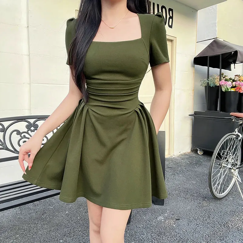 Julia Fashion - Short Pure Color Casual Elegant Mini Dress