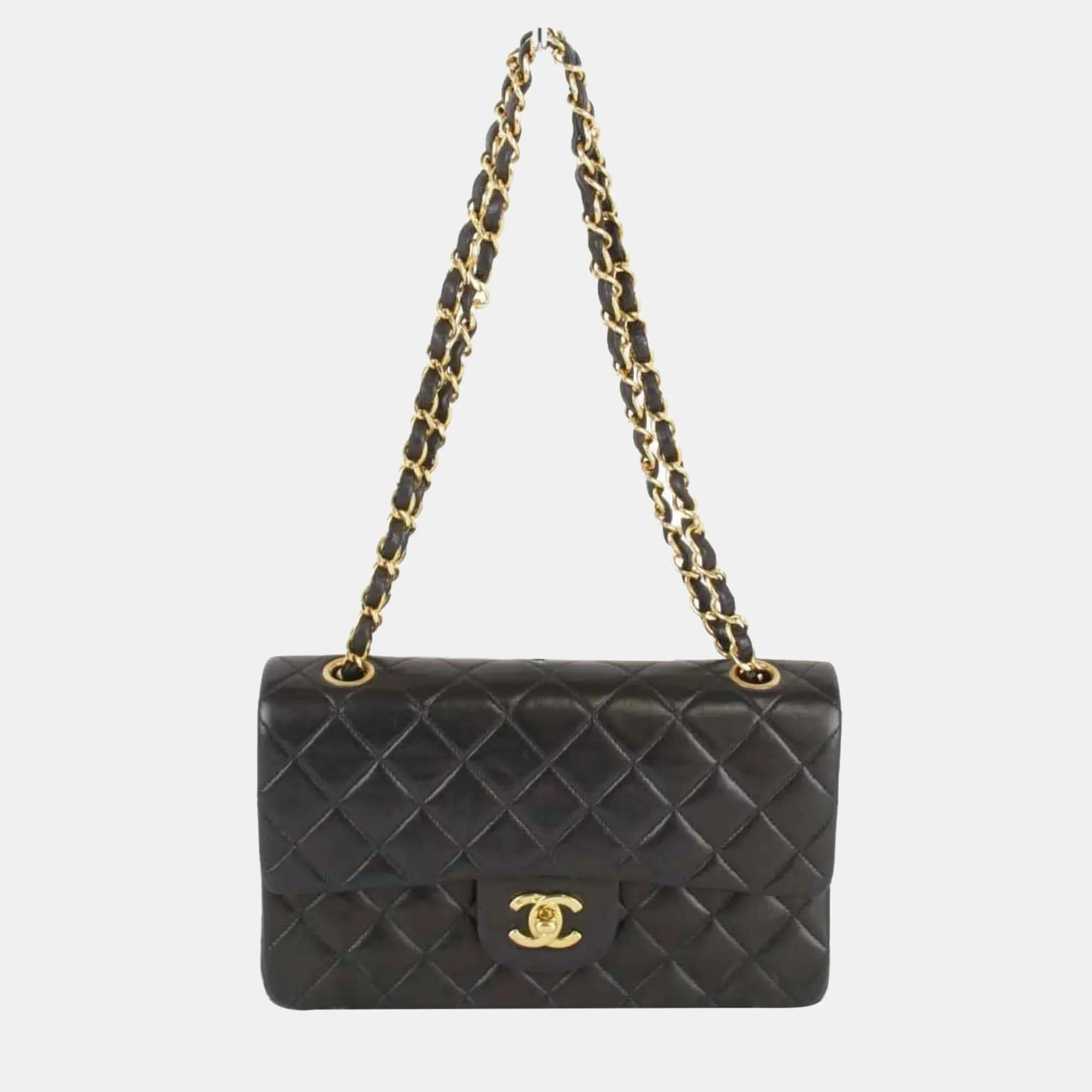 Lambskin Leather Small Classic Double Flap Shoulder Bags