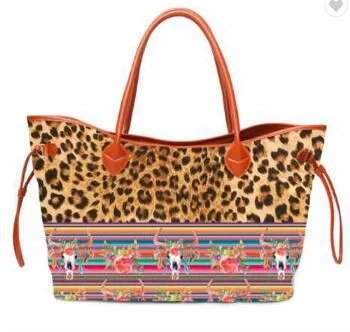 Large Capacity Tote Bag Mixed Color Tribal Hand Shoulder Bag