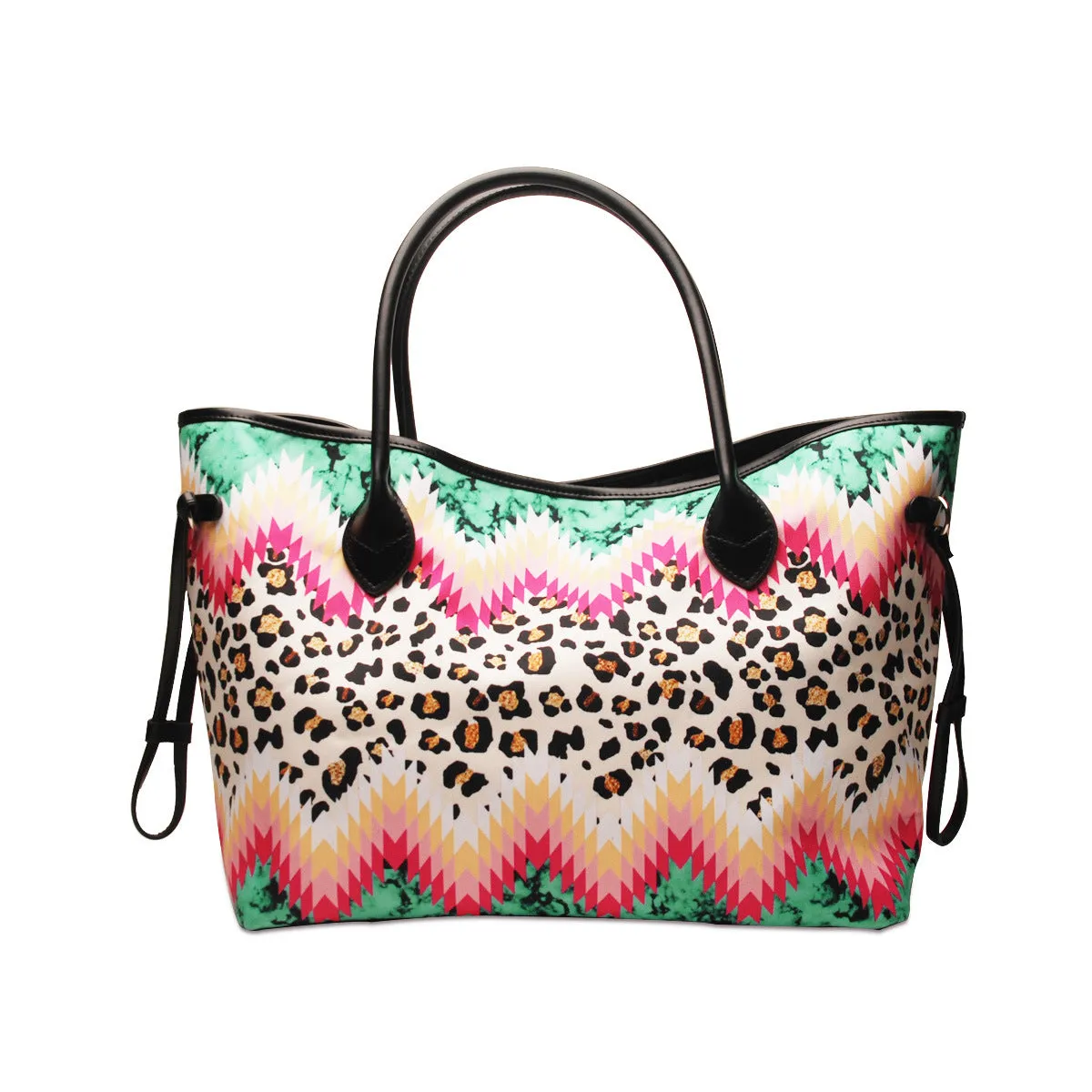 Large Capacity Tote Bag Mixed Color Tribal Hand Shoulder Bag
