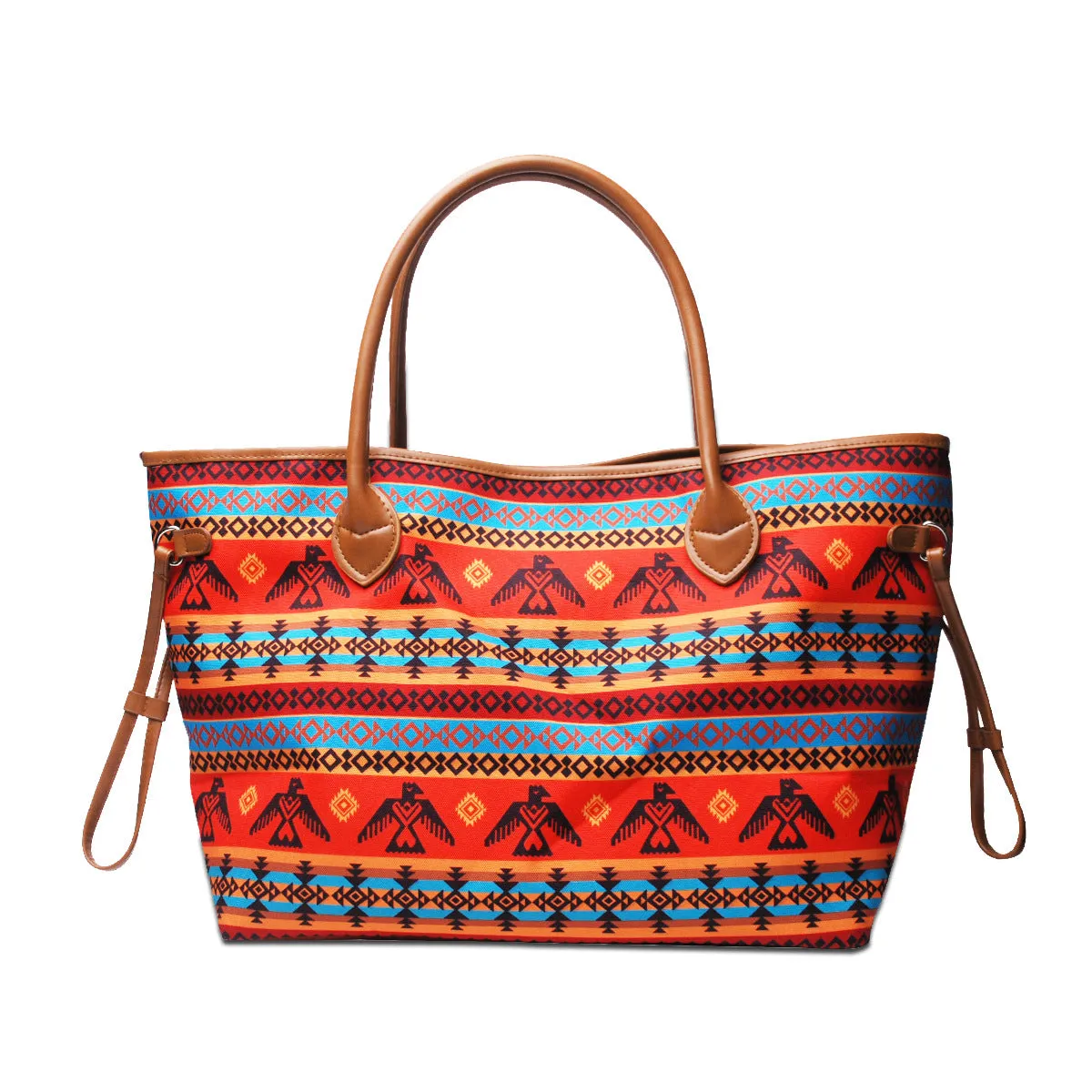 Large Capacity Tote Bag Mixed Color Tribal Hand Shoulder Bag
