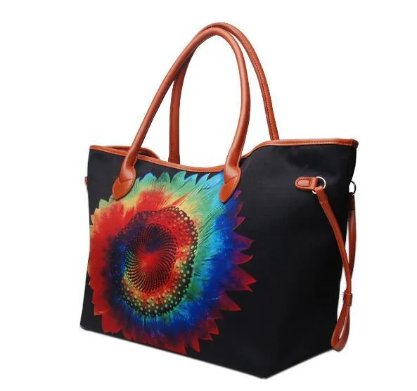 Large Capacity Tote Bag Mixed Color Tribal Hand Shoulder Bag