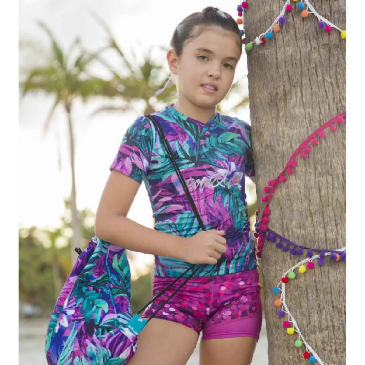 LOVE - PINK SPANGLE GIRLS' SHORTS